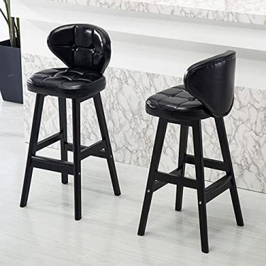 Imagem de Cadeiras de jantar cadeiras de sala de jantar conjunto de 2 bancos de bar de couro PU bancos de bar com apoio para os pés banqueta de bar vintage acolchoada para casa bar de madeira cadeiras de jantar para cozinha café da manhã Tudo está bem