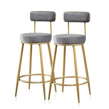 Imagem de Cadeiras de jantar cadeiras de sala de jantar cozinha banquetas de bar de café da manhã, bancos altos com apoio para os pés traseiro, banqueta de bar acolchoada de veludo moderno 63,5 cm altura sentada - rosa tudo está bem