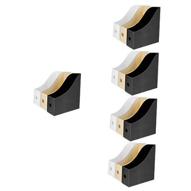 Imagem de ABOOFAN 15 Pçs Organizador De Estojo De Mesa Bege Estante De Livros Escaninhos Para Armazenamento De Arquivos De Revistas E Suporte De Livros De Plástico Arquivo Preto Branco Rack De