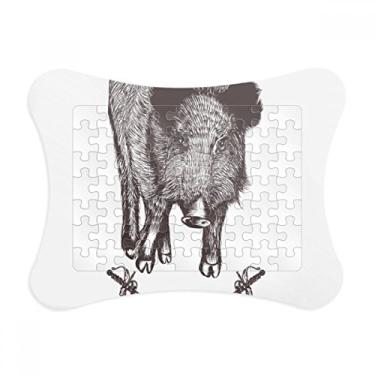 Imagem de Moldura de quebra-cabeça de espada de javali coroa animal estilo barroco decoração de imagem enfeite de jogo de quebra-cabeça