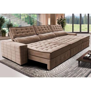 Imagem de Sofá Retrátil e Reclinável 3,85m Cama inBox Big Puffer. com SoftGel D40 Velupluma