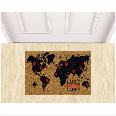 Imagem de Tapete Capacho Viajante, Mapa Mundi.