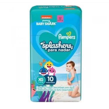 Imagem de Fraldas Descartáveis Para Água Pampers Splashers Baby Shark G-XG 10 fraldas