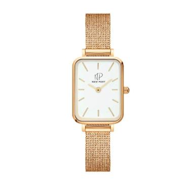 Imagem de Relógio Dourado Quadrado Feminino Elegante Fino Analógico Minimalista