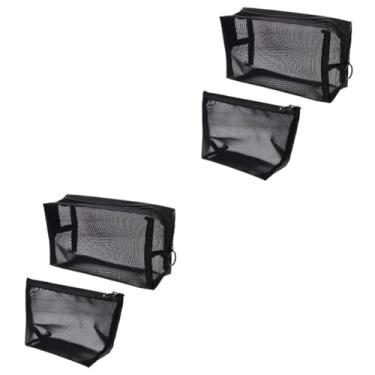 Imagem de DOITOOL 4 Pcs saco de armazenamento de saco de lavagem Bolsa de cosméticos bolsas de maquiagem de higiene bolsa de zíper de malha bolsa de maquiagem para viagem bolsa de higiene Armazenar
