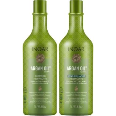 Imagem de Kit Inoar Argan Oil Shampoo De Hidratação E Bálsamo Condicionador 1 Li