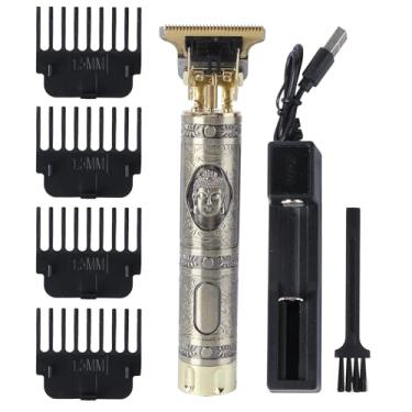 Imagem de Minkissy Conjunto de aparador de cabelo elétrico sem fio, máquina de corte de cabelo profissional, ferramentas de corte de cabelo recarregáveis sem bateria e óleo lubrificante cor cobre