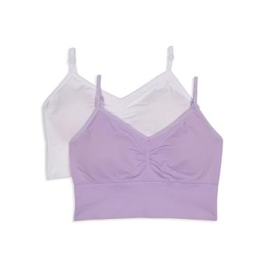 Imagem de Maidenform Sutiã curto franzido sem costura para meninas, Delta Lavanda/Branco, G