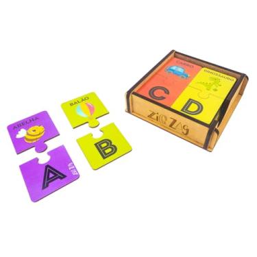 Imagem de Alfabeto Ilustrado Quebra Cabeça Escreva E Apague Multicor Grande