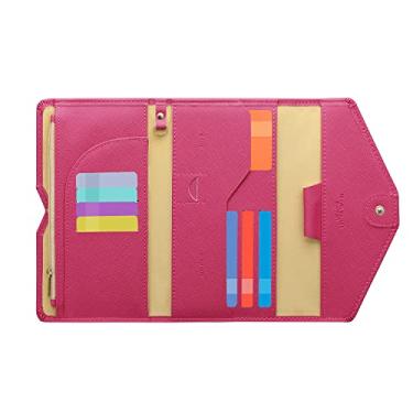 Imagem de ZOPPEN Carteira de viagem multiuso com bloqueio de RFID para passaporte (Ver.4) Porta-cartão de passaporte e vacina Combo Organizador de documentos com três dobras essenciais de viagem, Nº 7 Rosa