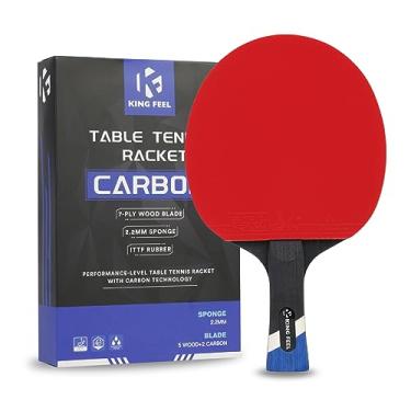 Imagem de Raquetes profissionais de tênis de mesa de fibra de carbono, leve, com lâmina de 7 camadas, esponja premium de 2 mm, borracha aprovada pela ITTF, desempenho em nível de torneio
