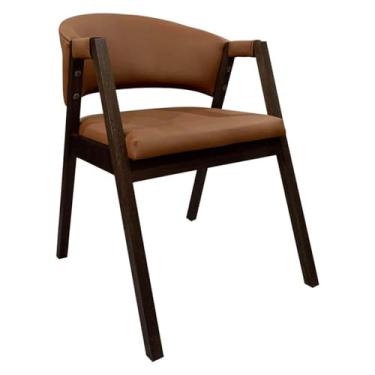 Imagem de Cadeira de Jantar Estofada com Braço Madeira Arredondada Ravena Capuccino CCS