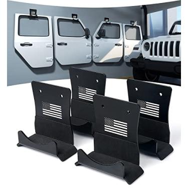 Imagem de Lupar Cabides de porta de armazenamento compatíveis com Jeep Wrangler 1956-2024, bandeira dos EUA, suporte de armazenamento de porta removível montado na parede com forro de borracha - pacote com 4