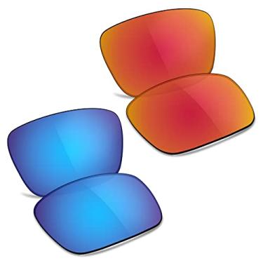 Imagem de TRUSHELL Lentes de reposição polarizadas para óculos de sol Oakley Turbine OO9263 Vermelho Fogo + Azul Oceano