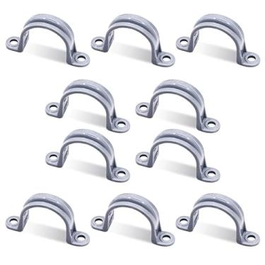 Imagem de Wocloer Tiras de tubo de PVC de 3,5 cm, correia de conduíte de 2 furos, acessórios de fixação de conduíte elétrico apertado líquido (pacote com 10)