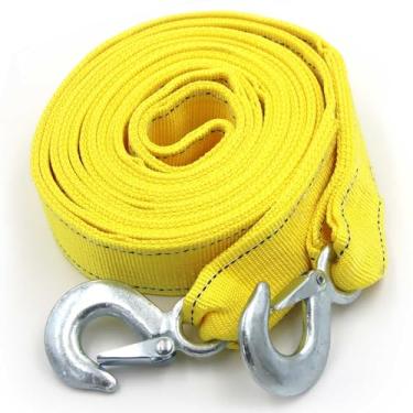 Imagem de Alça de reboque resistente com ganchos de segurança | 5 cm x 33 cm | Capacidade de 325 kg, Corda de reboque Amarelo para Recuperação de veículos, Reboque, Remoção de carrinho e muito mais, o melhor acessório de reboque para carro