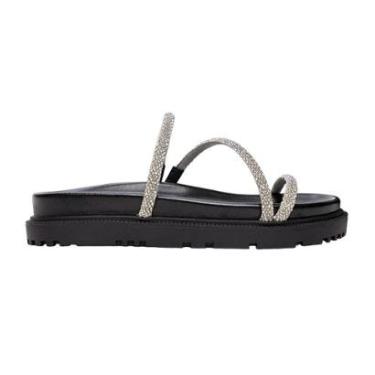 Imagem de Tamanco Feminino Carrano Flat Crystal Couro Preto - 6800-Feminino