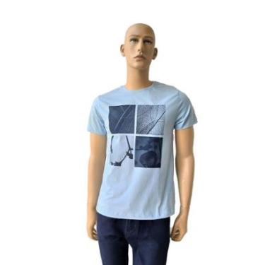 Imagem de Camiseta Aramis Estampa Folha Azul Claro Tam. G-Masculino