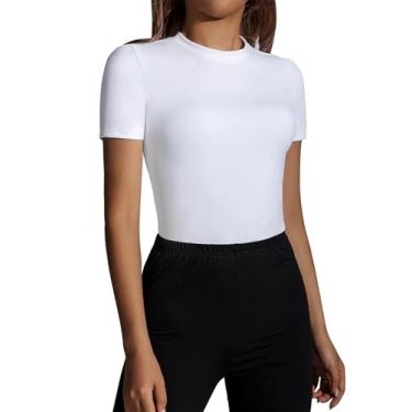 Imagem de AISAIFO Camisetas femininas justas de manga curta para academia, corrida, ioga, atlética, Branco, M