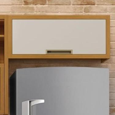 Imagem de Armário Aéreo para Geladeira 1 Porta Basculante Imperatriz Nesher Móveis Freijó/off White