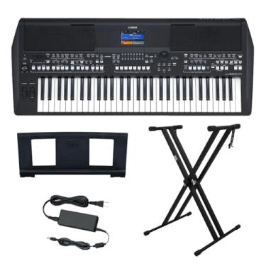 Imagem de Kit Teclado Arranjador 61 Teclas PSR SX600 com Fonte Bivolt e Suporte em X