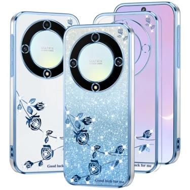Imagem de Kainevy Capa para Honor Magic 5 Lite capa transparente com glitter rosa floral para mulheres meninas linda capa de telefone Honor Magic 5 Lite capa de silicone à prova de choque fina diamante
