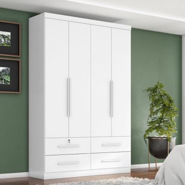 Imagem de Guarda Roupa Solteiro 4 Portas 4 Gavetas Maximus Plus II Zanzini - Branco Absoluto