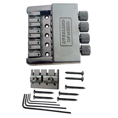 Imagem de Conjunto de peças traseiras Headless Bass Bridge com parafusos de montagem, kit de selim de ponte de metal de substituição de baixo elétrico de 4 cordas, cor preta com várias chaves, acessório