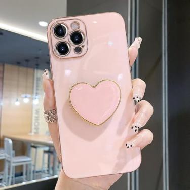 Imagem de Capa de telefone com suporte de coração revestido para Samsung Galaxy M62 M52 M53 M33 M23 M13 M14 5G M21 M31 M30S M11 M12 M01 M02 Capa de silicone macio, rosa, para Samsung A54 5G