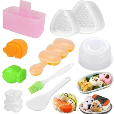 Imagem de Conjunto de 10 moldes Onigiri, kit de molde de arroz Musubi Maker, Spam antiaderente Musubi Maker Press Molde de bola de arroz Shaker Donut Shaper Ferramenta de fazer sushi para crianças Bento almoço