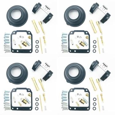 Imagem de 4 conjuntos de kit de rebulid de carburador para YMH XJR400 1993-1999 válvula flutuante de parafuso de mistura de ar de diafragma de vácuo