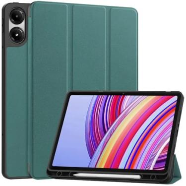 Imagem de Capa para tablet Xiaomi Redmi Pad Pro 12,1 polegadas com suporte para lápis, capa inteligente para tablets Redmi Pad Pro 12,1 polegadas 2024 Funde (verde escuro, para Redmi Pad Pro 12.1)