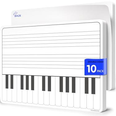 Imagem de SCRIBBLEDO Lençóis apagáveis a seco para prática de teclado, 28 x 35,5 cm, quadro branco, para professores de música, aprendizagem, música, material essencial para sala de aula, pacote com 10