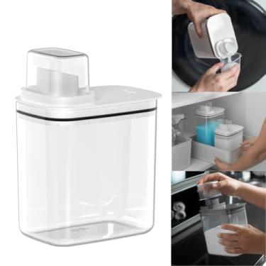 Imagem de Dispenser Flow Hermético C/Bico Dosador Porta Sabão Líquido Em Pó Detergente Amaciante Lavandeira Produto de Limpeza 1,5L OU