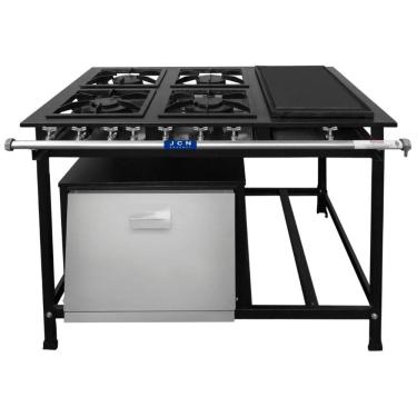 Imagem de Fogão Industrial 4 Bocas 30x30cm Baixa Pressão P7 com Forno e Chapa Bifeteira JCN