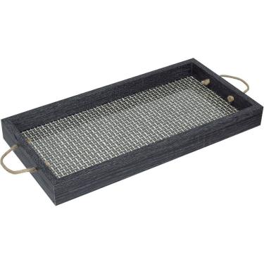 Imagem de BANDEJA DECORATIVA PARA SERVIR HOME&CO RETANGULAR MDF 40x20x4cm PRETO
