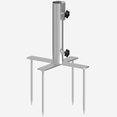 Imagem de Estaca de guarda-chuva com design de queda, base de guarda-chuva de praia, suporte de trado de grama de metal resistente com quatro garfos, prata (serve para poste de 2,5 a 1,5 polegadas, galvanizado)