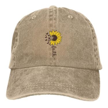 Imagem de Boné de beisebol Sunflower Faith boné de golfe pai ajustável original clássico baixo perfil chapéu de algodão masculino feminino, Girassol Faith Natural 1, Tamanho Único