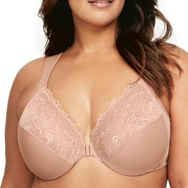 Imagem de Glamorise Sutiã feminino Wonderwire com fecho frontal com aro #1245, Cappuccino, 34G