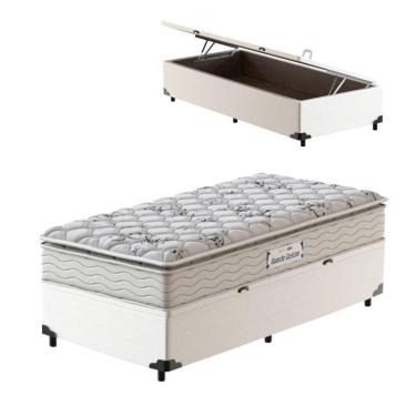 Imagem de Box Baú Solteiro King Branca + Colchão de Espuma D33 Probel Guarda-Costas ProEvidence Plus 96cm