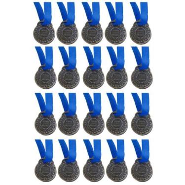 Imagem de Kit C/20 Medalhas de Ouro Prata ou Bronze Honra ao Mérito C/Fita Azul 
