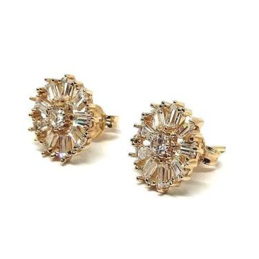 Imagem de Brinco de ouro 18 k Pizza Zirconia - Elegancy Joias, Branco