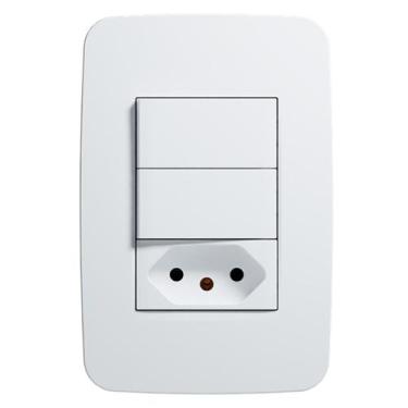 Imagem de Interruptor Origen 2 Teclas Simples E Tomada 10A 250V Branco Abb