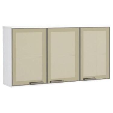 Imagem de Armário Aéreo 120cm 3 Portas em Alumínio Inox e Vidro Reflecta Bronze 