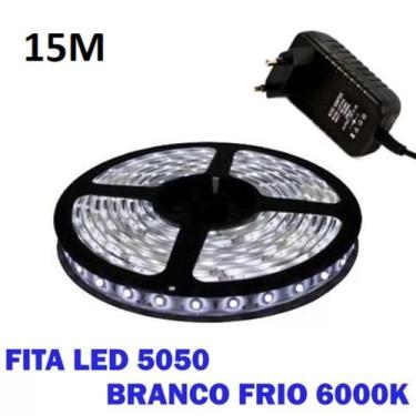 Imagem de Fita De Led Branco frio ip65 5050 15 Metros Para Decoração Com Fonte 3