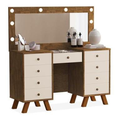 Imagem de Penteadeira Camarim Mila sem Banqueta - Móveis Luapa, Malbec/Off White