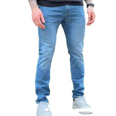 Imagem de calça jeans masculina slim caqui com lycra sarja com 4  bolso tradicio