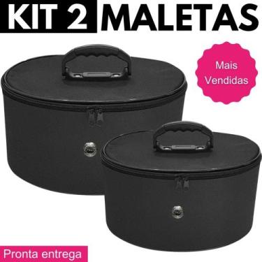 Imagem de Kit 2 Maletas Nécessaire Frasqueiras Maquiagem Fashion Multifuncional 
