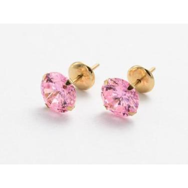 Imagem de Brinco de Ouro 18k 5mm Cálice Zircônia Solitária - diversas de cores -