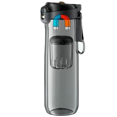 Imagem de Garrafa de chá com tampa magnética Filtros de chá Separador de água Caneca de chá Xícara de chá de vidro portátil Infusor de chá para chá de folhas soltas black 800mL